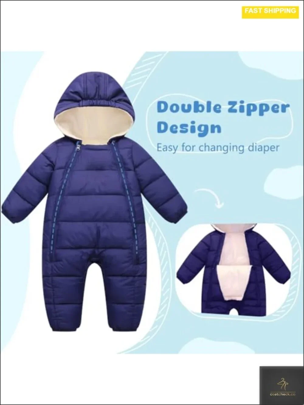 Kids Winter Snowsuit Infant Jumpsuit 0-24M Toddler Footed Jacket Warm Hooded
